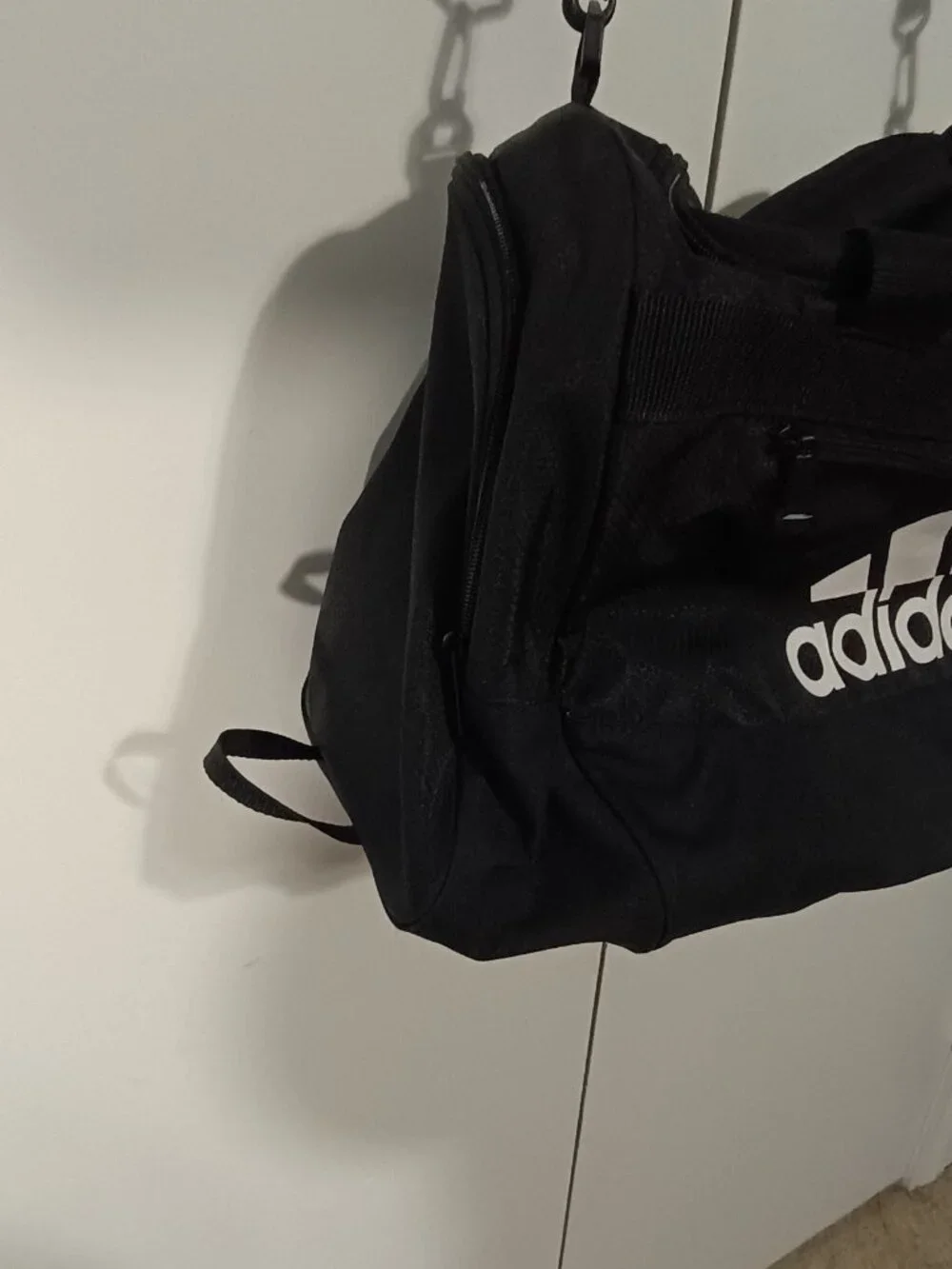adidas Black Performance Duffel Gym Travel Bag Shoulder Strap Zip Pockets